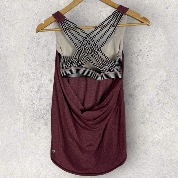 Lululemon Wild Tank Top‎ Heathered Wine Berry Size 2 Yoga Built In Bra Luxtreme - Picture 5 of 11